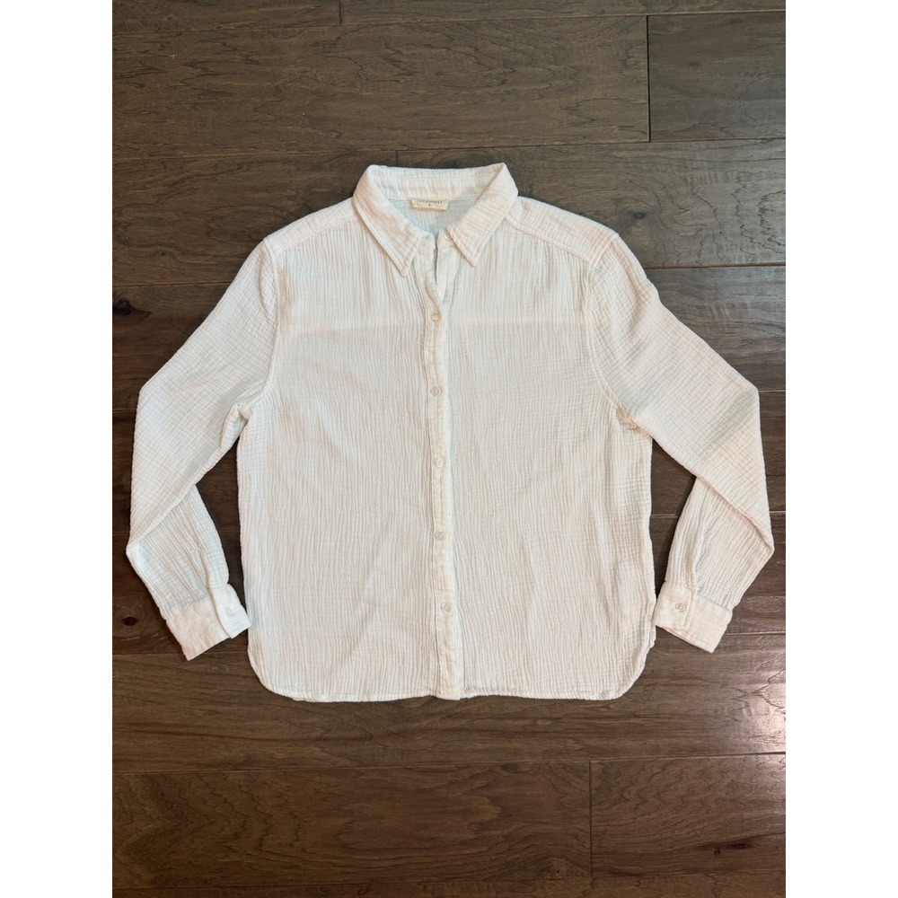 78&Sunny Womens White 100% Cotton Double Gauze Button Down Shirt Medium S101393